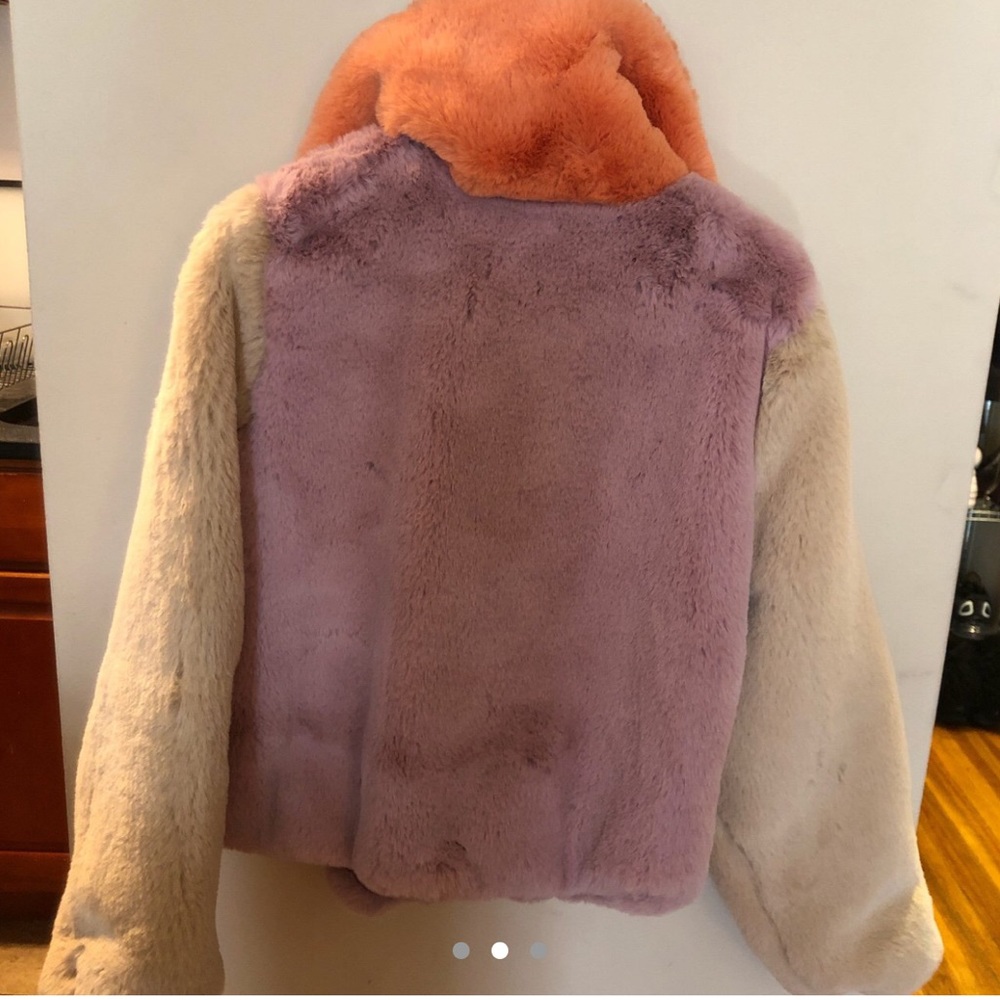Sorbet Colors Yummy Faux Fur Bomber Jacket - Picture 3 of 3